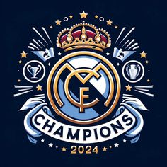 the real madrid logo is shown in this graphic style, with stars and crowns around it