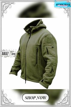 Military Fleece Tactical Jacket Solid Casual Hooded Jacket Army Zipper Coat Outdoor Thermal Ventilation Sports Polar Clothes Tactical Jacket, Outerwear Women, Army Green, Hooded Jacket, Coats For Women, Zipper, Sports, Best Deals, Clothes