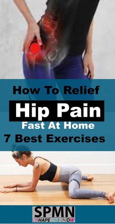 a woman is doing exercises on the floor with her back to the camera, and text overlay reads how to relief hip pain fast at home 7 best exercises