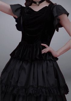 Elevate your style with our Black A-line Gothic Velvet Dress Set. This luxurious piece features a delicate lace edge, perfect for a sophisticated Lolita costume party. Designed with a plus size fit, this dress offers both comfort and elegance. Step into the world of high fashion with our velvet dress set. Sleeveless Lace Trim Dress For Costume Party, Halloween Sleeveless Dress With Lace Trim, Gothic Corset Dress For Cocktail, Fitted Victorian Dress For Halloween Party, Halloween Victorian Party Dress Fitted, Fitted Lace Trim Dress For Costume Party, Black Lace Trim Mini Dress For Costume Party, Black Mini Dress With Lace Trim For Halloween, Black Mini Dress With Lace Trim For Costume Party