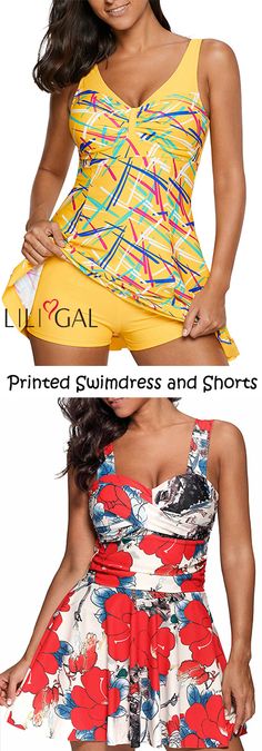 Printed Swimdress And Shorts, features floral print, Wide Strap, and boyshort swimdress. #liligal #swimwear #swimsuit Simple Tunic, Ring Displays, Shop Display