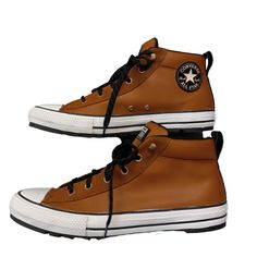 Converse Chuck Taylor All Star Street Leather Mid Top 'White Brown' 166073c Brown Converse High-top Sneakers For Outdoor, Outdoor Brown Converse High-top Sneakers, Leather High-top Sneakers With Speckled Midsole For Outdoor, Brown Outdoor High-top Converse Sneakers, Outdoor Leather High-top Sneakers With Speckled Midsole, Leather High-top Converse Sneakers, Casual Converse Leather High-top Sneakers, Leather Converse Sneakers, Casual Leather Converse High-top Sneakers