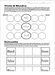 two worksheets with different colors and shapes for the same thing in this class