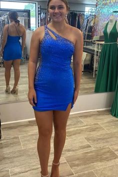 Royal Blue One Shoulder Bodycon Homecoming Dress with Crystal One-shoulder Dress For Homecoming And Prom, One-shoulder Dress For Homecoming And Prom Season, Fitted One-shoulder Homecoming Dress, One Shoulder Dress For Homecoming And Prom Season, Elegant Fitted One Shoulder Homecoming Dress, Elegant Fitted One Shoulder Dress For Homecoming, Fitted One-shoulder Sleeveless Dress For Homecoming, Fitted Sleeveless One-shoulder Dress For Homecoming, Fitted One Shoulder Sleeveless Dress For Homecoming