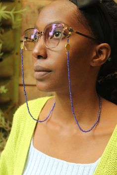 Handmade in Kenya! Crafted with seed beads and brass pendants.   Included eyeglass loops that can attach the chain to your eyeglasses or sunglasses 36 cm approx.(folded) SHIPPING Shipping is done via DHL Express, 3-7 days delivery, Add multiple items to your cart and pay shipping for one item ONLY! Party Beaded Necklace With Adjustable Chain, Adjustable Beaded Necklaces With Round Beads And Chain, Adjustable Beaded Necklace With Round Beads And Chain, Trendy Jewelry With Beaded Chain, Adjustable Beaded Necklaces For Party, Adjustable Beaded Chain Necklace For Party, Adjustable Beaded Necklace For Party, Trendy Round Beaded Chain Jewelry, Blue Glasses Chains With Colorful Beads For Beach