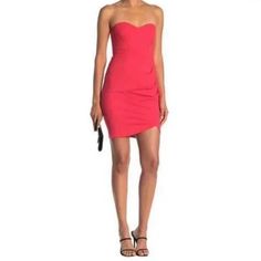 New Never Worn Rouched Side And Top Pink Strapless Bodycon Dress, Flirty Style, Pink Bodycon Strapless Dress For Date Night, Bodycon Pink Strapless Dress For Date Night, Pink Bodycon Strapless Dress For Cocktail, Pink Strapless Mini Dress For Date Night, X Design, Design Dresses, Design Dress, Coral Pink