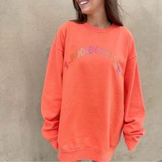 Worn Once One Size Fits All Pit To Pit 25.2 Length 30 Orange Sweatshirt, 1 800, Color Orange, One Size Fits All, Fashion Brand, Sweatshirts Women, Crew Neck Sweatshirt, Active Wear, Graphic Sweatshirt