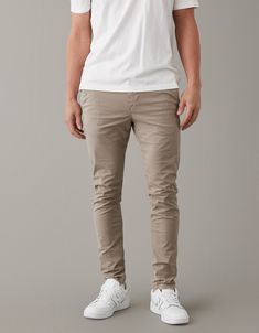 Flex/Flex is durable and designed to give you just enough stretch to move with no problem/Comfortable and never loses its shape/Soft, structured fabric/Specifically washed for a lived-in look Everyday Fitted Khaki Bottoms, Fitted Khaki Bottoms For Everyday, Beige Stretch Chinos With Straight Leg, Beige Stretch Straight Leg Chinos, Casual Beige Elastane Pants, Beige Stretch Tapered Leg Bottoms, Beige Stretch Bottoms With Tapered Leg, Fitted Khaki Casual Bottoms, Casual Fitted Khaki Bottoms