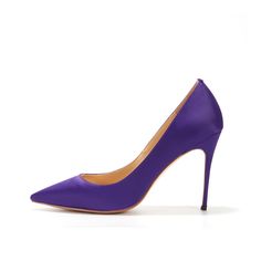 Shop Purple Bridal Satin Court Shoes 4 inches Stilettos Slip-On High Heel Pumps color Purple for Party, Wedding, Work with worldwide Free shipping & Free return. Purple Wedding Shoes For Party, Purple Pointed Toe Heels For Wedding, Fitted Purple Heels With 4-inch Heel, Purple Heels With 4-inch Almond Toe, Purple Almond Toe Heels With 4-inch Heel, Fitted Purple High Heels, Purple Heels With 4-inch Pointed Toe, Elegant Fitted Purple Heels, Purple Pointed Toe Heels With 4-inch Heel