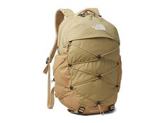 The North Face Women's Borealis - Backpack Bags : Khaki Stone : The North Face Borealis features a sleek design and plenty of room for all your gear. Women-specific fit. FlexVent injection-molded shoulder straps with additional PE foam for added comfort. Comfortable, padded Chemise back panel with Spine Channel and PE sheet for extra back support. Padded, winged, stowable hipbelt. Large main compartment with padded laptop sleeve and hydration clip/port- fits most 15 laptops. Secondary compartment with organization panel. Front stash pocket with zip closure. Bungee storage system on the front. Mesh side water bottle pocket. Reflective light loop. Safety whistle located on the chest buckle. Endorsed by the American Chiropractic Association (ACA). Dimensions: 19 x 13.5 x 7.5 (48 cm x 35 cm x Safety Whistle, Borealis Backpack, The North Face Borealis, Reflective Light, North Face Borealis, Back Bag, Back Support, School Backpack, North Face Backpack