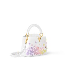 LOUIS VUITTON® - Capucines Mini - Optical White 80s Handbags, Lv Bag Capucines, Louis Vuitton Capucines White, Louis Vuitton Capucines Pink, White Louis Vuitton Handbag, Louis Vuitton Capucines Mini, Capucines Mini, Louis Vuitton Pink Flower Bag, Louis Bag