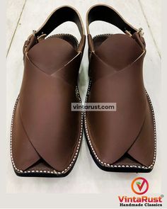 *Elevate your style with our exquisite Dark Brown handmade leather Peshawari shoes. Crafted with precision and care, this footwear is a testament to fine craftsmanship. Handmade from genuine, high-quality leather, this Peshawari footwear offer a perfect blend of comfort and elegance. *The deep, rich brown hue adds a touch of sophistication to any outfit, making them versatile for both casual and formal occasions. Each pair is created with attention to detail, ensuring durability and longevity. T Leather Sandals With Dabka And Round Toe, Traditional Open Toe Leather Shoes With Leather Sole, Traditional Closed Toe Sandals With Leather Lining, Traditional Brown Leather Shoes With Rubber Sole, Traditional Closed Toe Leather Sandals, Traditional Plain Toe Leather Shoes, Traditional Brown Leather Shoes With Leather Footbed, Traditional Brown Leather Shoes With Stitched Sole, Traditional Leather Shoes With Round Toe For Formal Occasions