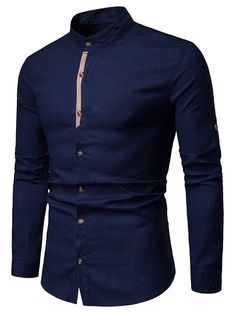 Contrast Placket Roll Up Long Sleeve Shirt - Cadetblue - 4C04341924 - Men's Clothing, Men's Tops & T-Shirts, Men's Shirts  #MensShirts #Men's #Clothing # #Men's #Tops #& #TShirts # #Men's #Shirts Blue Tops With Button Closure And Casual Collar, Blue Slim Fit Shirt With Casual Collar, Slim Fit Blue Shirt With Buttons, Blue Slim Fit Shirt With Buttons, Blue Slim Fit Shirt, Navy Collared Top With Buttons, Fitted Blue Top With Stand Collar, Blue Slim Fit Button-up Top, Blue Crew Neck Shirt With Button Closure