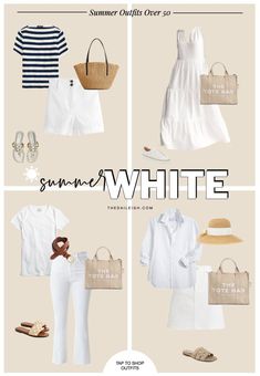 Summer Outfits for Women Over 50 Casual White Jeans Outfit Summer, Ladies Summer Outfits, Summer Wardrobe Capsule, White On White Outfit, Coastal Outfits, Outfits Ladies, Outfits For Women Over 50, Holiday Capsule Wardrobe, White Outfits For Women