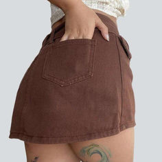 Reinvent your edgy trend with this 2023 Summer Collection Brown Ladies Mini Jean Skirt! This mid-waist skirt features a enduring zipper and button closure, perfect for giving any ensemble a little extra oomph.Why You'll Love It: Street Style: This mini skirt brings on-style style to any outfit for a show-stopping look. Vibrant Brown Color: The rich brown hue brings a stylish and eye-catching look to your vibe. Mid-Waist Fit: The medium-waist fit ensures a flattering silhouette, perfect for any b Mini Jean Skirt, Brown Mini Skirt, Womens Denim Skirts, Ankle Sandals, Denim Patterns, Skirts Online, Jean Skirt, Premium Denim, Modern Fashion