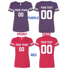 FRONT and BACK CUSTOMIZED FOOTBALL TEE SHIRT - FAN JERSEY Please Let Us Know Your Front and Back Custom Clearly When you place your order, Leave a CUSTOMER NOTE about customization. Exp: Front Text: TEAM A Front Number: 25 Back Text: JOHN Back Number: 25 Front number size: 5 inches high Back Number size :8 inches high Text size max 13 inches long PLEASE SEE THE PRODUCT PICTURES BEFORE ORDER Our Navy Color is VINTAGE NAVY (Greyish Navy) If you have any other customization idea, please share with Purple College T-shirt With Team Name, Team Events Letter Print Baseball Jersey With Crew Neck, College Baseball Jersey With Name Print, Team-colored Varsity T-shirt With Text Print, Red Casual T-shirt For Team Events, Casual Red T-shirt For Team Events, Purple T-shirt With Team Name For Campus Wear, Varsity Crew Neck T-shirt For Team Events, Collegiate Purple Tops With Letter Print