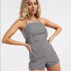 New Without Tags Romper From Topshop. Closes In The Back With Toes, Super Cute For Summertime, And Pairs Well With Boots, Tights, And A Jacket For Cooler Autumn Weather. Chic Summer Jumpsuits And Rompers For Picnic, Chic Summer Gingham Jumpsuit, Chic Summer Plaid Jumpsuits And Rompers, Spring Gingham Jumpsuits And Rompers, Chic Plaid Jumpsuits And Rompers For Summer, Chic Plaid Jumpsuit For Summer, Spring Fitted Gingham Jumpsuits And Rompers, Fitted Gingham Jumpsuits And Rompers For Spring, Summer Sleeveless Gingham Jumpsuits And Rompers