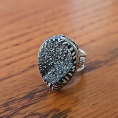 Sparkling Unique Zebra Print Sterling Silver Quartz Ring. Open Work Band So Look Above For Sizing Can Fit A Few Sizes. Beautiful Preowned Condition. See Each Photo Above. Open To Reasonable Offer. Druzy Quartz, Ring Color, Quartz Ring, Womens Jewelry Rings, Zebra Print, Band Ring, Druzy, Band Rings, Black Silver