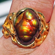 Gorgeous Ring 22k Gold Fire Agate Gem AAA Quality Slaughter Mountain Arizona | eBay Luxury Gold Opal Ring, Gold Opal Gemstone Ring Gift, Collectible Gold Opal Ring With Gemstone, Luxury Collectible Opal Gemstone Ring, Heirloom Gold Opal Ring With Polished Finish, Luxury Gold Opal Ring With Cabochon, Luxury Gold Opal Ring Hallmarked, Collectible Gold Opal Gemstone Ring, Vintage Gold Opal Ring With Polished Finish