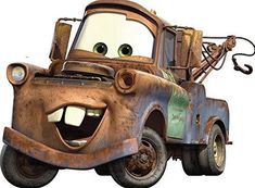 the mater from cars is smiling for the camera