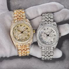 Step into elegance with this iced-out diamond timepiece that mirrors genuine luxury watches. We utilize premium simulated diamonds crafted from high-refractive crystals, ensuring a sparkle that rivals authentic diamonds under the light! INCLUDES AN EASY-TO-USE SIZE ADJUSTMENT TOOL Specifications: - Gender: Women's - Case Size: 42mm - Movement: Quartz Movement - Battery: Included - Sizing: 9-inch band - Adjustable: Links are removable to fit your wrist - Back: Stainless Steel - Stone: VVS Diamond Simulate - Case Material: Alloy - Finish: Gold/Silver Plating  Whether you're dressing up for casual days, or events, or gifting someone special on occasions like Graduations, Valentine's Day, Anniversaries, Birthdays, Thanksgiving, Christmas, New Year, or Father's Day, this watch serves as the per White Gold Diamond Watch With Rhinestones, Diamond White Watch With Rhinestones For Formal Occasions, Diamond White Diamond Watch With Rhinestones For Formal Occasions, Formal Diamond White Watch With Rhinestones, Diamond White Watch With Rhinestones As Gift, Luxury Diamond Watch With Rhinestones, Diamond White Rhinestone Watch For Gift, Luxury Round Diamond Watch With Rhinestones, Silver Watch With Rhinestones And Cubic Zirconia