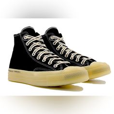 Converse Chuck Taylor All-Star 70 Hi Offspring Community Black In Black/Natural Black Leather High-top Sneakers For Spring, Comfortable Black High-top Sneakers With Vulcanized Sole, Spring High-top Sneakers With Rubber Toe Cap, Spring Streetwear High-top Sneakers With Gum Sole, Comfortable High-top Sneakers With Rubber Sole For Spring, Spring High-top Sneakers With Speckled Midsole, Black High-top Sneakers For Spring, Spring High-top Sneakers With Rubber Sole For Everyday, Casual Black High-top Sneakers For Spring