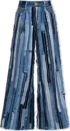 Spring Cotton Flare Jeans With Patchwork, Denim Blue Cotton Patchwork Bottoms, Denim Blue Cotton Bottoms With Patchwork, Wide Leg Patchwork Jeans In Recycled Denim, Blue Cotton Patchwork Flare Jeans, Patchwork Cotton Wide Leg Flare Jeans, Wide Leg Patchwork Cotton Flare Jeans, Dark Wash Deconstructed Cotton Bottoms, Blue Recycled Denim Bottoms With Patchwork