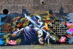 Wall paints, Muurschilderingen, Peintures Murales,Trompe-l'oeil, Graffiti, Murals, Street art.: Rotterdam - Netherlands Ninja Rotterdam Netherlands, Street Wall Art, 3d Street Art, Graffiti Murals, Murals Street Art, Ninja Warrior, Graffiti Art, Simply Beautiful, Rotterdam