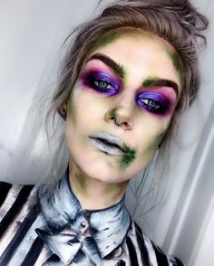 Erika Marie | Edinburgh Makeup (@erikamariemua) on Instagram: “OCTOBER 7TH - BEETLEJUICE! Glamorous Halloween, Erika Marie, Paint Clothes, Wallpapers Halloween, Beetlejuice Makeup, Fantasy Make-up