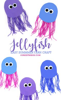 Easy Yarn Jellyfish Craft Yarn Jellyfish, Jelly Fish Craft, Candyland Crafts, Fish Craft, Dad Crafts