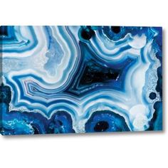 an abstract painting with blue and white marbles on the bottom, it looks like something from