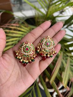 Hey, Welcome to our shop! Jadau Jhumki Earring/Navaratan jadau /Indian Women Jhumki / Fashion Jewellery /Jewelry/24k gold plated chandbali/ Hyderabadi Jadau Jewellery Wedding Jewelry/Polki Earring/ Best Gift For Anniversary/ Birthday/ Engagement.  < 1 DAY ITEM SHIPMENT | 7-8 Days Delivery TIME> About our Jewellery - Classic, Brilliant & Elegant. We deal in all type of Premium Indian Bollywood Jewellery. * AD Jewelry set * Kundan Necklace * Polki Jewellery * Uncut Jewellery * AD Ring * AD Bangles * AD Pendant Set * Pachi Kundan & many more.. * All our products are made with high-quality stones, the intricate texture and design makes it a must-have for every modern woman. 100% Brand New & 100% High Quality All jewelry Sets & Other Product Material : Brass Plating : Gold Plated Stone Color : Uncut Jewellery, Ad Bangles, Jadau Jewellery, Polki Earrings, Jewellery Wedding, Jhumki Earrings, Jewelry Ads, Kundan Necklace, Polki Jewellery