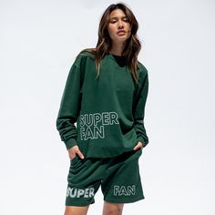 Super Fan Sweatshirt + Super Fan Short - Palm (Size S) Palm Green, Green Crewneck, Hip Hip, Warming Up, Vancouver Canada, Unisex Style, Green Cotton, Team Spirit, Unisex Fashion