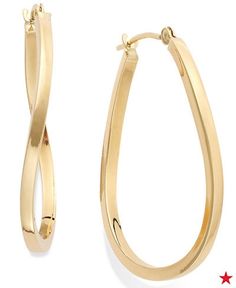 Sleek hoops with a twist! These 10k gold earrings instantly glam up any up-do. Macy's Hoop Earrings For Formal Occasions, Macy's Hoop Jewelry For Formal Occasions, Macy's Formal Hoop Jewelry, Macy's Hallmarked Earrings, Elegant Macy's Hoop Earrings For Anniversary, Elegant Small Hoop Hinged Earrings, Elegant Hinged Yellow Gold Hoop Earrings, Elegant Small Hinged Hoop Earrings, Macy's Yellow Gold Hoop Earrings For Formal Occasions