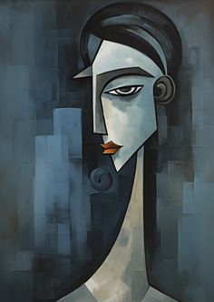 an abstract painting of a woman's face