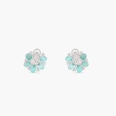 Garden Blooms Green Beads and CZ Stud Earrings Fine Jewelry Green Diamond Earrings, Green Cubic Zirconia Earrings Fine Jewelry, Green Cubic Zirconia Fine Jewelry Earrings, Diamond Flower-shaped Gemstone Earrings, Elegant Turquoise Flower Earrings, Green Cubic Zirconia Flower-shaped Jewelry, Dazzling Green Round Earrings, Green Cubic Zirconia Gemstone Earrings, Cubic Zirconia Gemstone Flower-shaped Earrings