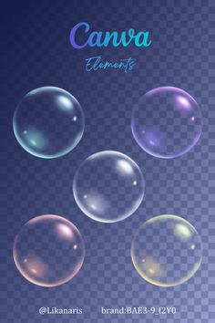 an image of soap bubbles on a blue background with the words canva in different languages