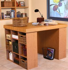 PRICES MAY VARY. Organize All Your Projects & Hobbies Perfect for Scrapbooking, Sewing and Arts Organize all your supplies in bookcases Will fit bins or baskets up to 12” x 10” Measures: 55″ W x 40 ¾” D x 38½” H. Buy Additional Bookcases to stack up. Made in USA Our Work Station’s ingenious design makes it perfect for studying, sewing, crafting or scrap booking. If you have a hobby like model airplane building or collecting coins then our spacious PROJECT CENTER is ideal. From concept thru desig Desk With Bookcase, Sewing Desk, Project Table, Expensive Furniture, Sewing Table, Craft Table, Room Organization, Indoor Furniture, Sewing Room