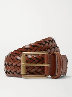 Brown 3.5cm Woven Leather Belt | ANDERSON'S | MR PORTER Belt For Men, Luxury Sneakers, Woven Belt, Fine Jewelry Designers, Classic Sneakers, Derby Shoes, Espadrille Shoes, Luxury Gifts, Leather Belts