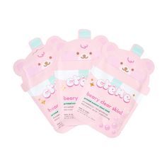 Boba Bears Beary Clear Skin! Sheet Mask (Brightening + Clarifying) - S Clear Smooth Skin, Korean Beauty Secrets, Skin Essence, Skin Regimen, Blueberry Fruit, Watermelon Fruit, Sheet Masks, Dry Face