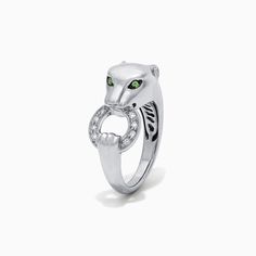 Effy Signature Sterling Silver Diamond and Tsavorite Panther Ring, 0.13 TCW Diamond Evil Eye Bracelet, Panther Jewelry, Tsavorite Ring, Panther Ring, Multi Gemstone Bracelet, Diamond Flower Pendant, Diamond Evil Eye, White Gold Sapphire, Blue Sapphire Diamond