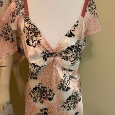 Beautiful Night Set. Nwot. Elegant Pink Nightgown For Loungewear, Elegant Pink Sleepwear For Pajama Party, Pink Floral Print Nightgown For Loungewear, V-neck Floral Print Nightgown For Pajama Party, Elegant Pink Sleepwear For Sleepovers, Elegant Pink Nightgown, Pink V-neck Nightgown With Lace Trim, Pink Floral Print Nightgown With Short Sleeves, Pink Floral Print Short Sleeve Nightgown