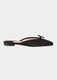 Manolo Blahnik Ballerimu Suede Bow Ballerina Flat Mules - Bergdorf Goodman Flat Mules, Ballerina Flats, Bergdorf Goodman, Manolo Blahnik, Top Designers, Tops Designs, Luxury Fashion, Free Shipping