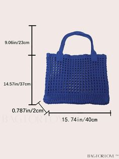 BagForLove - Large Capacity Crochet Bag with Chic Minimalist Hollow Out Design Product Description Color Blue Strap Type Double Handle Bag Size Large Pattern Type Tropical Style Vacation Type Crochet Bags Material Fabric Composition 100% Polyester Size Chart INCH CM Bag Length Bag Width Bag Height Handle Height 15.7 inch 0.8 inch 14.2 inch 9.1 inch Bag Length Bag Width Bag Height Handle Height 40 cm 2 cm 36 cm 23 cm Details Pictures Similar Products h2 { text-align: center; } /* æ¢è¡ */ li{ wh Lightweight Crochet Bag For Daily Use, Lightweight Rectangular Crochet Bag For Daily Use, Summer Bags For Daily Use In Solid Color, Summer Bags In Solid Color For Daily Use, Rectangular Solid Color Shoulder Bag For Summer, Summer Rectangular Solid Color Shoulder Bag, Rectangular Solid Color Summer Shoulder Bag, Trendy Large Capacity Blue Crochet Bag, Casual Square Crochet Bag For Daily Use