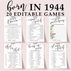 the printable game for born in 1994 is shown on top of a pink background