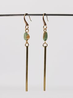 Passerine Earrings - Heyday Turquoise Brass Jewelry, Green Minimalist Brass Earrings, Minimalist Green Brass Earrings, Everyday Green Brass Earrings, Everyday Turquoise Brass Jewelry, Green Hand Forged Brass Earrings, Hand Forged Turquoise Brass Jewelry, Handmade Turquoise Brass Earrings, Turquoise Brass Jewelry With Ear Wire