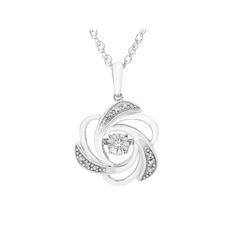 Featuring a round-cut diamond in a hinged setting, this Boston Bay Diamonds flower pendant sparkles from every angle. Featuring a round-cut diamond in a hinged setting, this Boston Bay Diamonds flower pendant sparkles from every angle. Pendant size: 20.69 mm x 14.23 mm Chain length: 18 in. Chain type: rope Nickel free Metal: sterling silver Plating: rhodium Finish: polished Packaging: boxedDIAMOND DETAILS Total weight: less than 1/10 ct. Shape: round Setting: pave Diamond weights are approximate Dazzling Flower Pendant With Single Cut Diamonds, Diamond Flower-shaped Necklace With Diamond Accents, Dazzling Flower Pendant Jewelry With Single Cut Diamonds, Diamond Necklace With Flower Shape And Diamond Accents, Elegant Diamond Necklace With Brilliant Cut In Flower Shape, Dazzling Diamond Necklace With Flower Pendant, Elegant Flower Shaped Brilliant Cut Diamond Necklace, Elegant Flower-shaped Brilliant Cut Diamond Necklace, White Flower-shaped Diamond Necklace