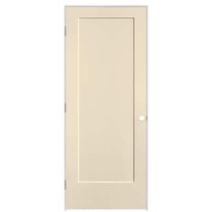 a white door with no glass on the top and bottom panel, in front of a white background