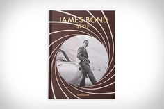 the book james bond style is on display in front of a white background with an image of a man standing next to a car