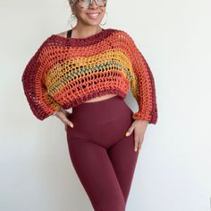 Multicolor Crochet Crop Sweater READY TO SHIP gold, gray, teal, brick orange The perfect light weight sweater to throw on after a yoga / gym session to do errands Layer over a long sleeve for cold months Super cute beach cover for breezy days Stitch by Stitch teaches patience and appreciation 100% HANDMADE by yours truly in a smoke free and pet free home studio Thank you for stopping by today! Many hugs, KeKe Samik Please feel free to message me for more colors and sizes Custom Order ( please allow 1 week before shipping ) Hand wash cold and air dry Vegan friendly. Perfect for those allergic to animal fibers Fall Open Knit Cropped Sweater, Bohemian Stretch Sweater For Fall, One Size Long Sleeve Crochet Top For Fall, Fall Long Sleeve Crochet Top, Open Knit Crop Top For Fall, Fall Cropped Open Knit Crochet Top, Fitted Multicolor Crochet Top For Fall, Multicolor Cropped Sweater For Fall, Bohemian Crop Top For Fall